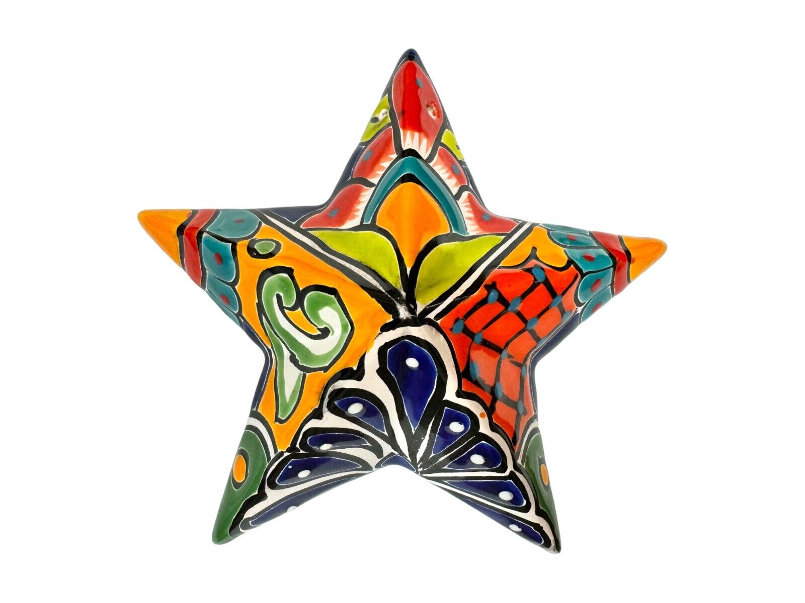Talavera Star Wall Art Mexican Pottery Folk Art Home Decor Multicolor 7.75