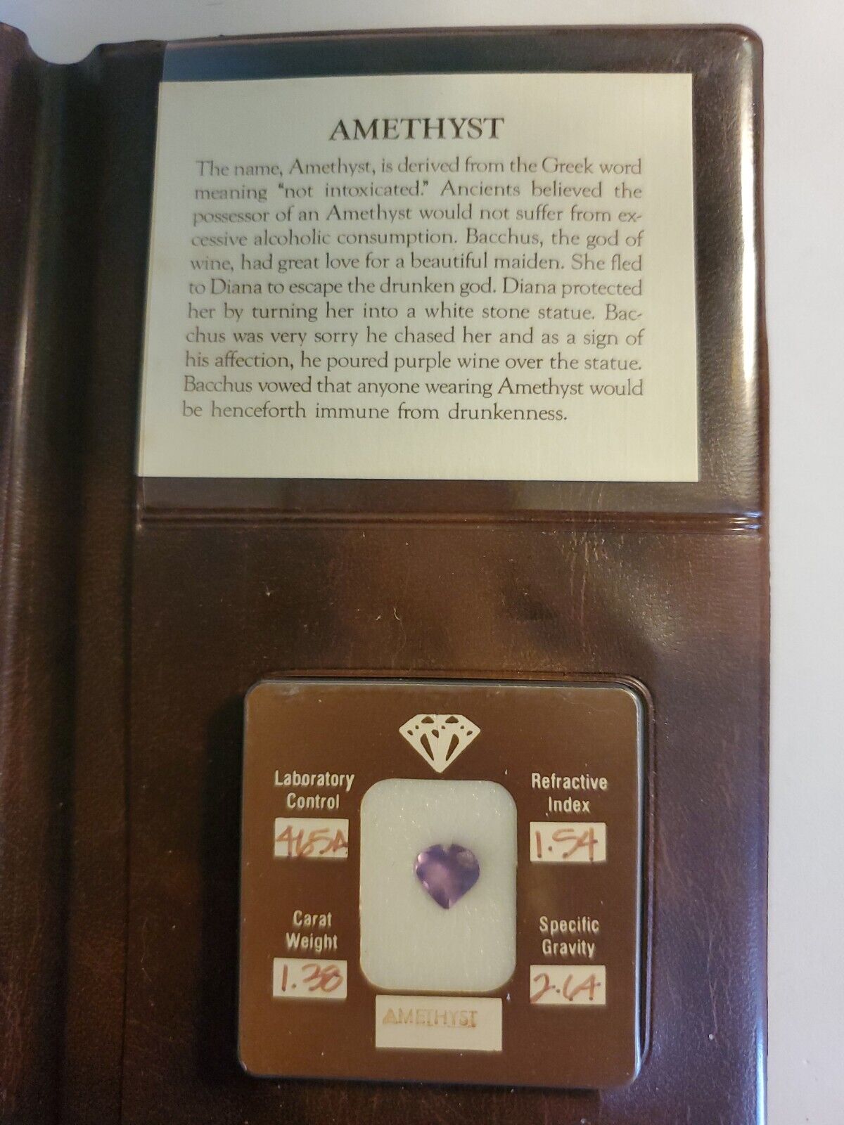 Prinsses diana  heart  amethyst gem certified 