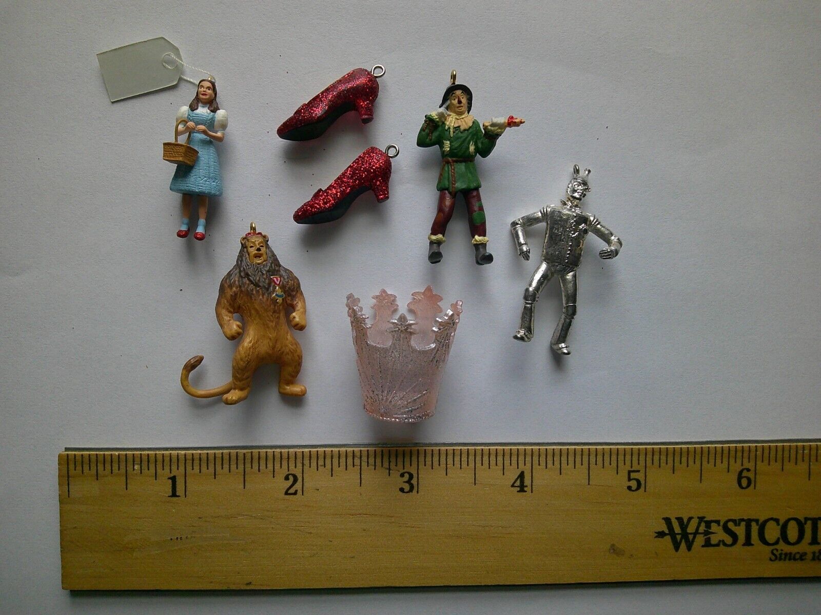 Lot of 7 Hallmark Mini Ornaments WIZARD OF OZ Dorothy Tin Man Scarecrow Lion Sho