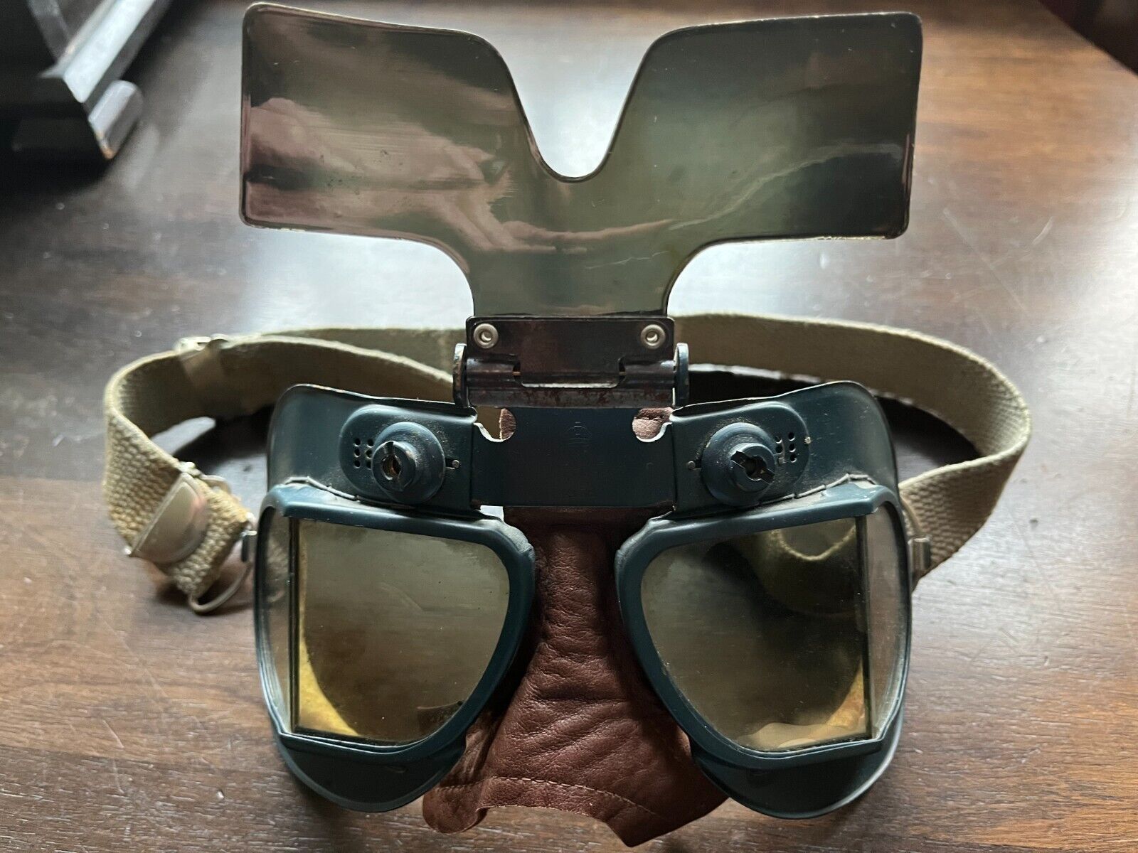 WW2 WWII RAF MK VII Goggles with rare flip shield