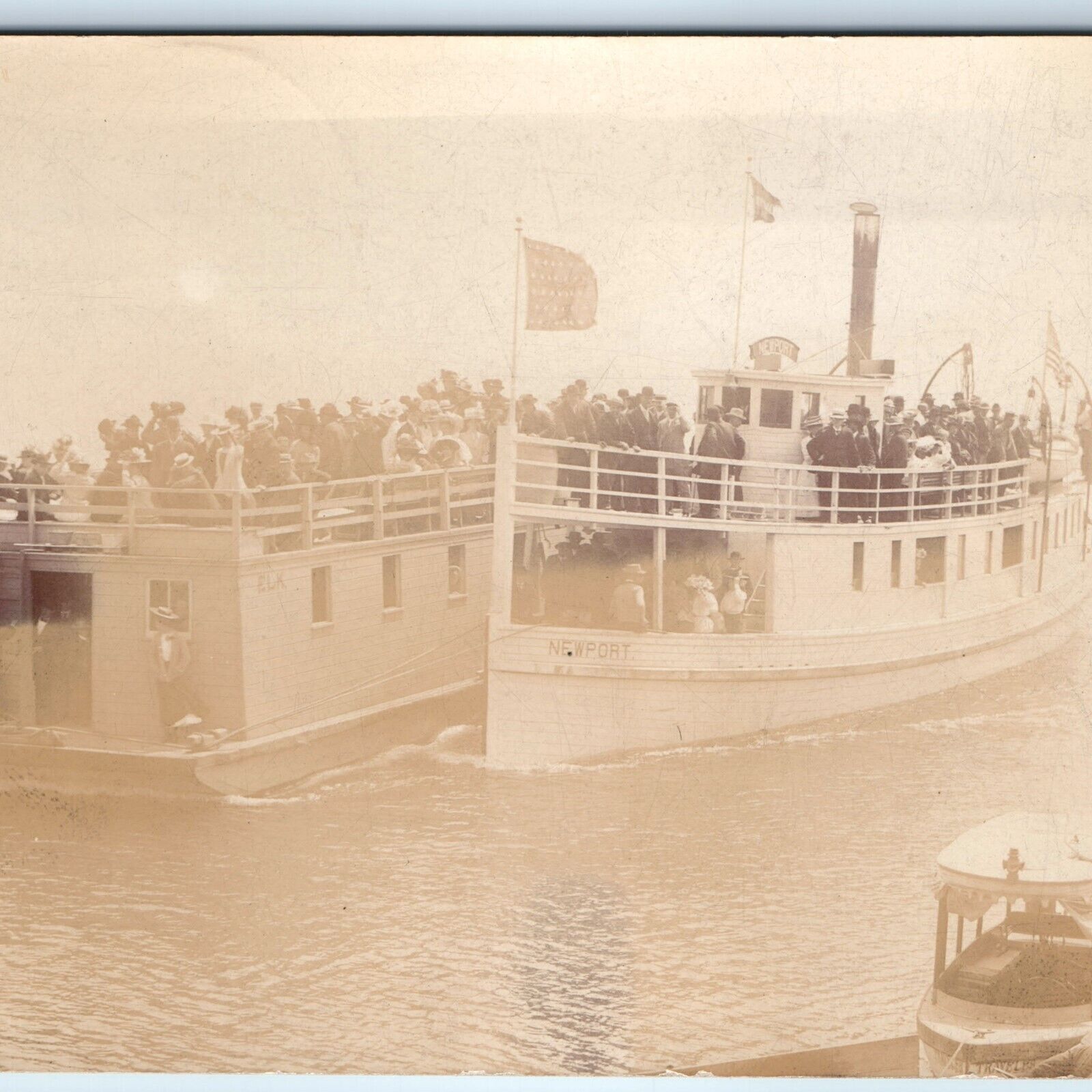 c1910s Newport OR Steamboat RPPC Elk Barge Real Photo Postcard Yaquina City A122