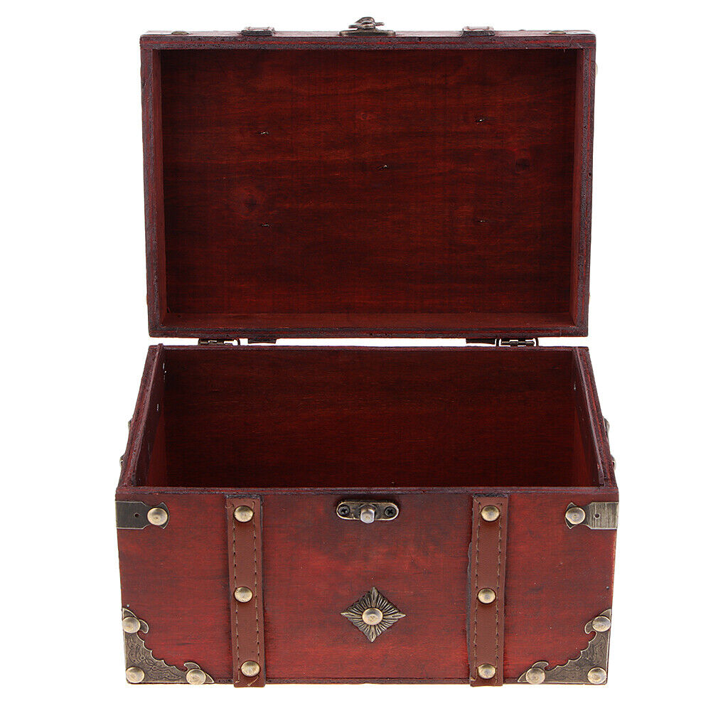 Treasure Chest Box Vintage Wooden Jewelry Storage Case Home Table Decor Gift