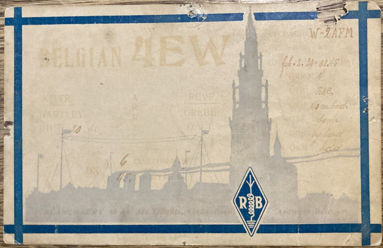 1929 - QSL Card - Belgium - 4EW