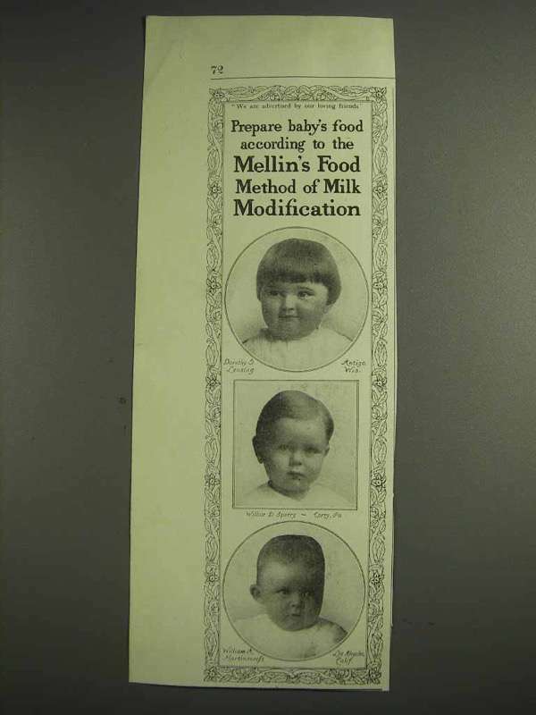 1917 Mellin\'s Baby Food Ad - Method Milk Modification