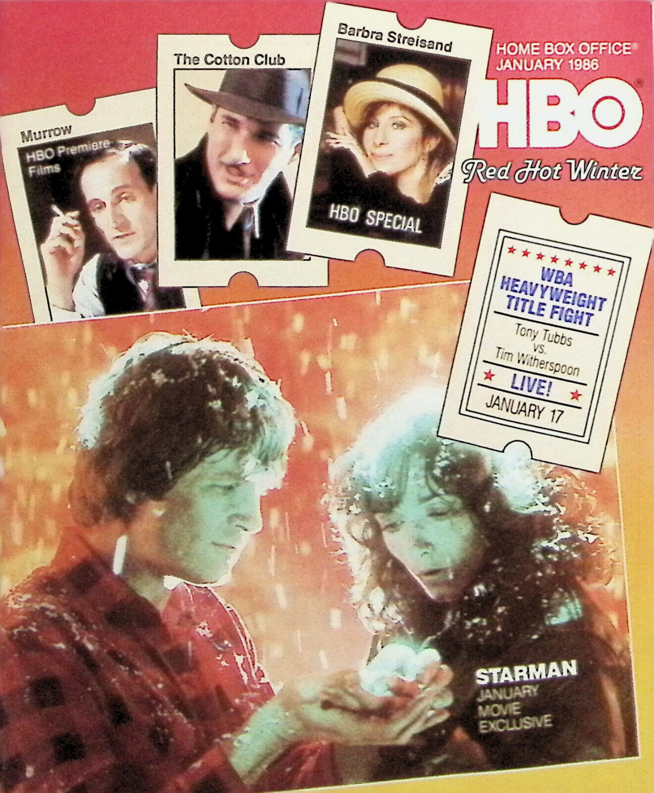 ORIGINAL Vintage January 1986 HBO TV Guide Magazine - Starman - Barbra Streisand
