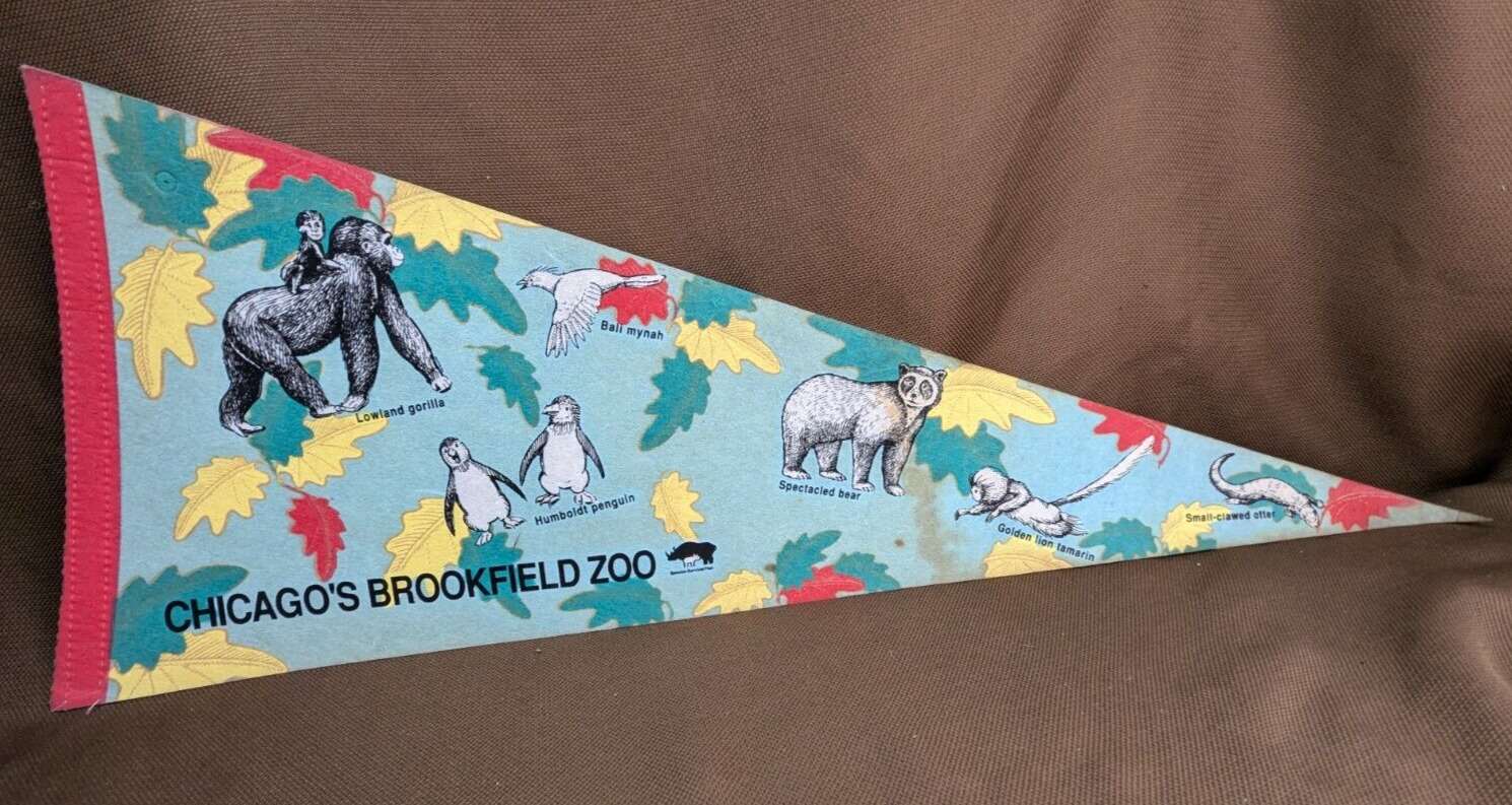 Vintage Chicago\'s Brookfield Zoo Pennant Banner Species Survival Plan Animals