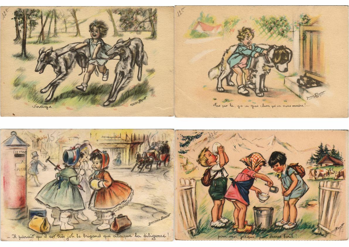 G.BOURET ARTIST SIGNED CHILDREN 45 Vintage Postcards (PART I.) (L3109)