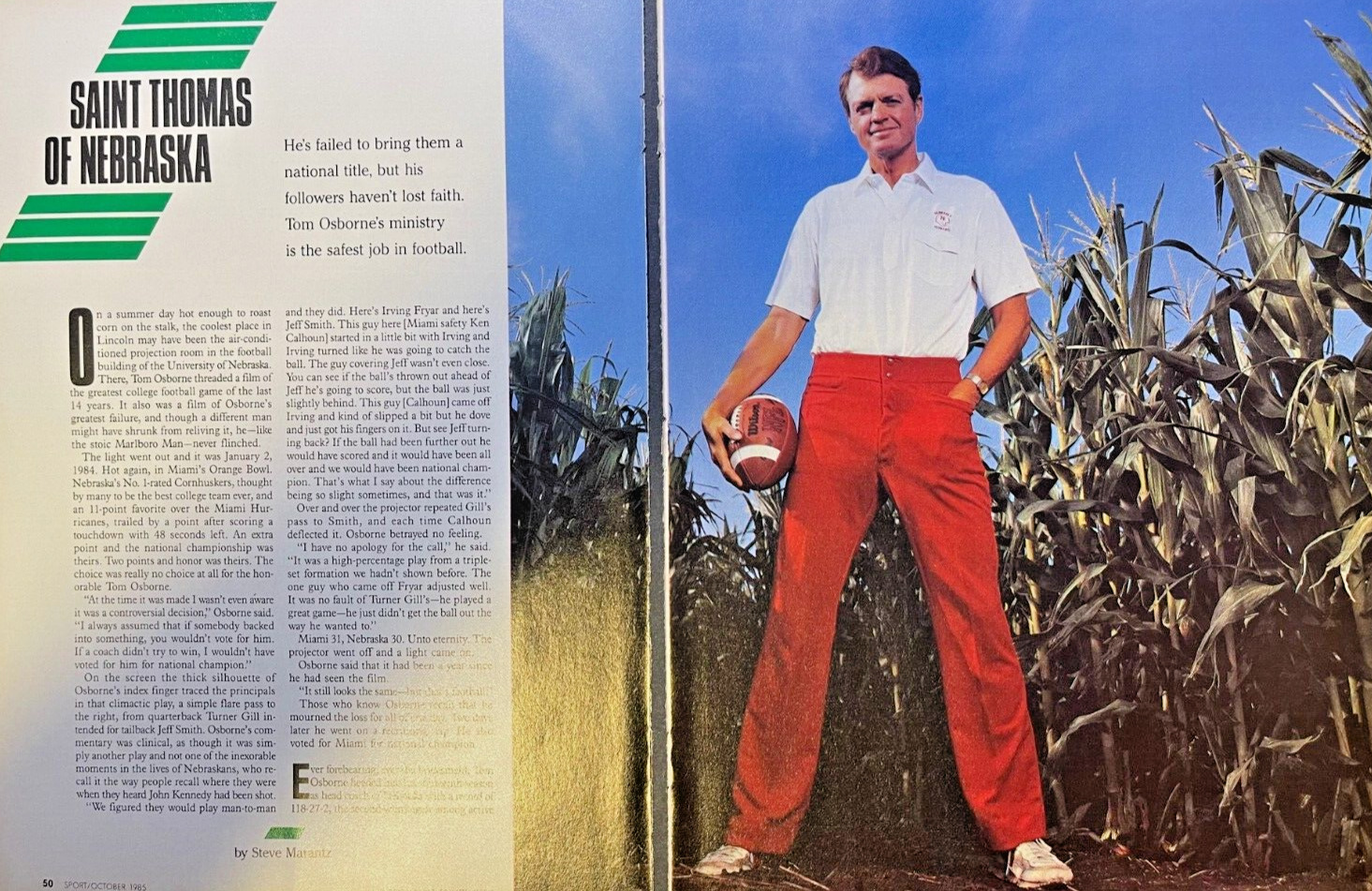 1985 Tom Osborne University of Nebraska Football