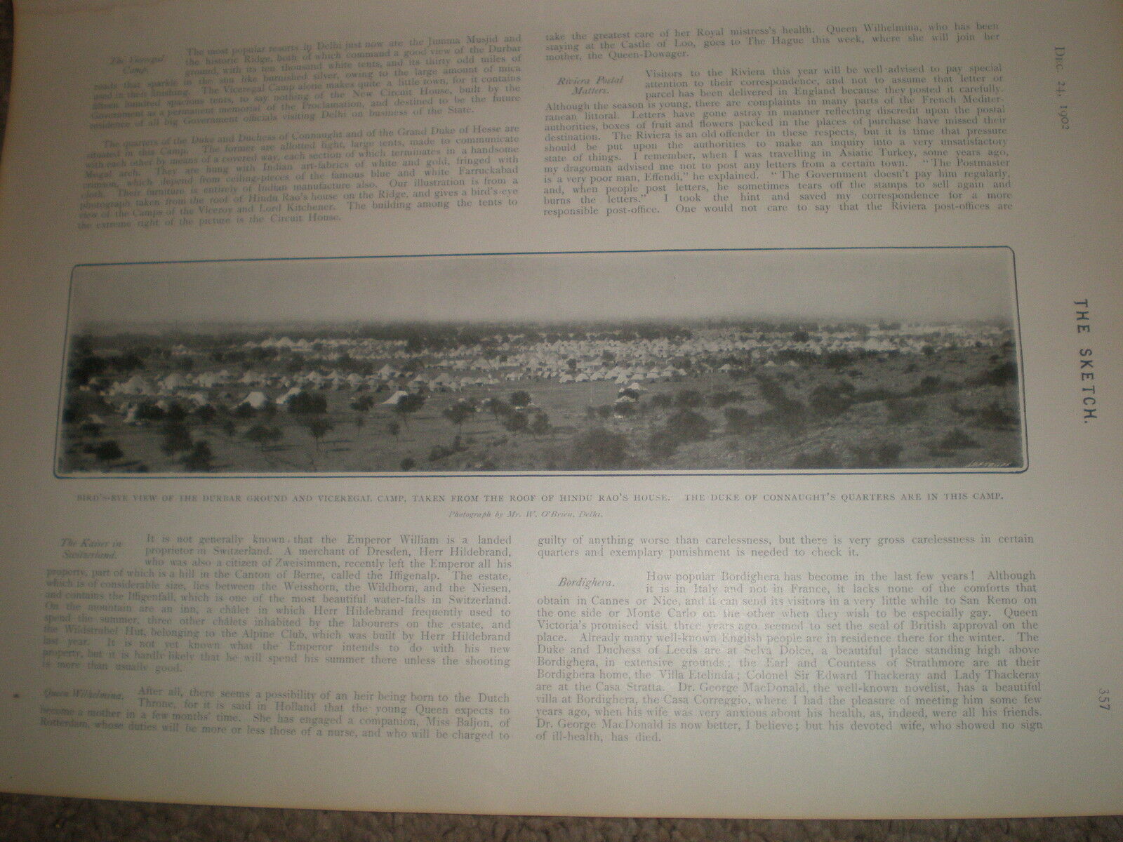 Printed photo panorama vice-regal camp delhi durbar India 1902 ref Z