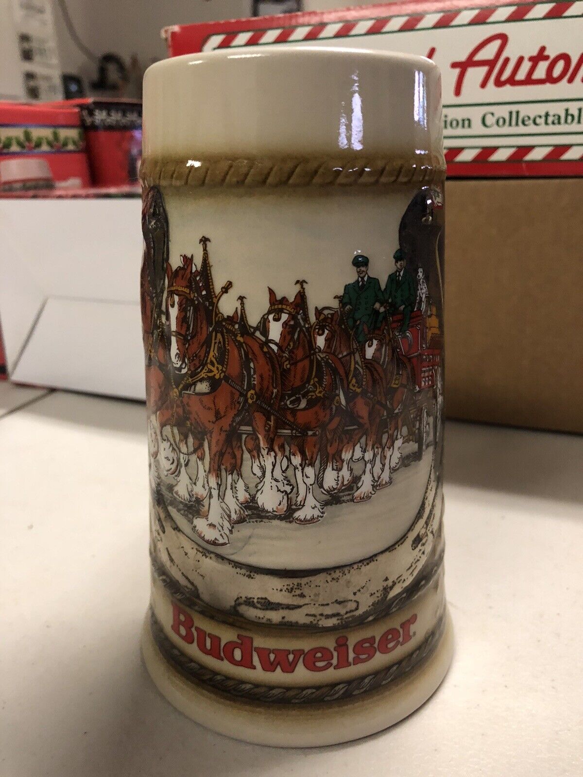 Vintage Anheuser- Busch Budweiser Beer Stein Clydesdales Staffel Stoneware