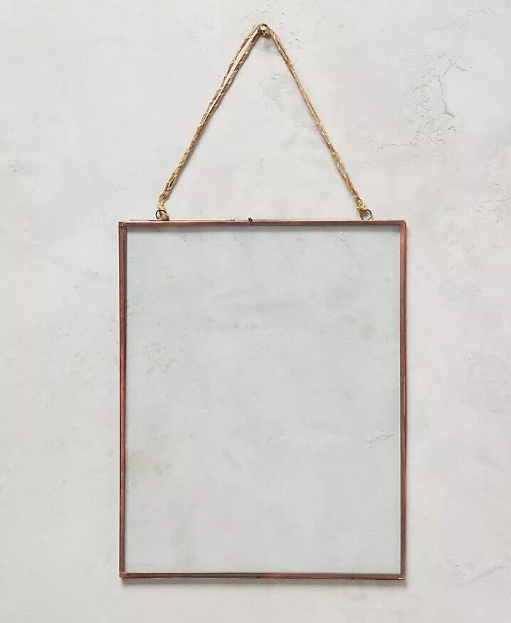 Sold Out ANTHROPOLOGIE Antique VITERI Brass Glass HANGING Picture FRAME 11x14 NW