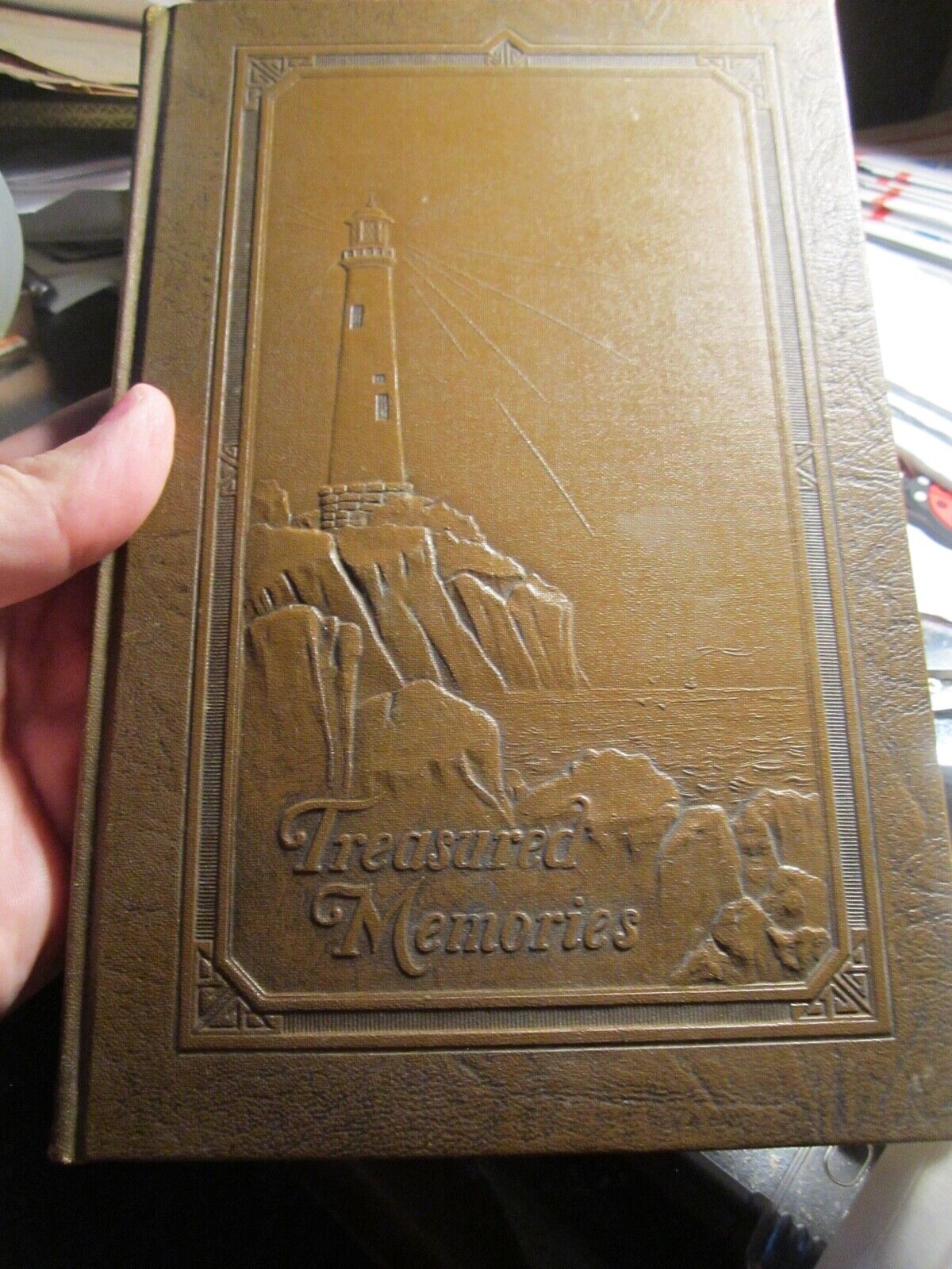 1938 LEATHER TREASURED MEMORIES REGISTER CROUCH FUNERAL HOME MCKINNEY TEXAS BBA9
