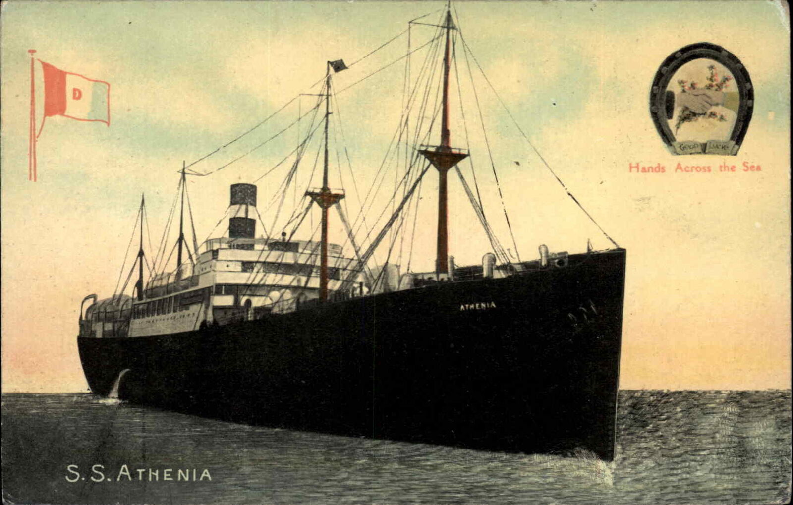 Steamer Steamship S.S. Athenia Passenger Msg c1910 Vintage Postcard