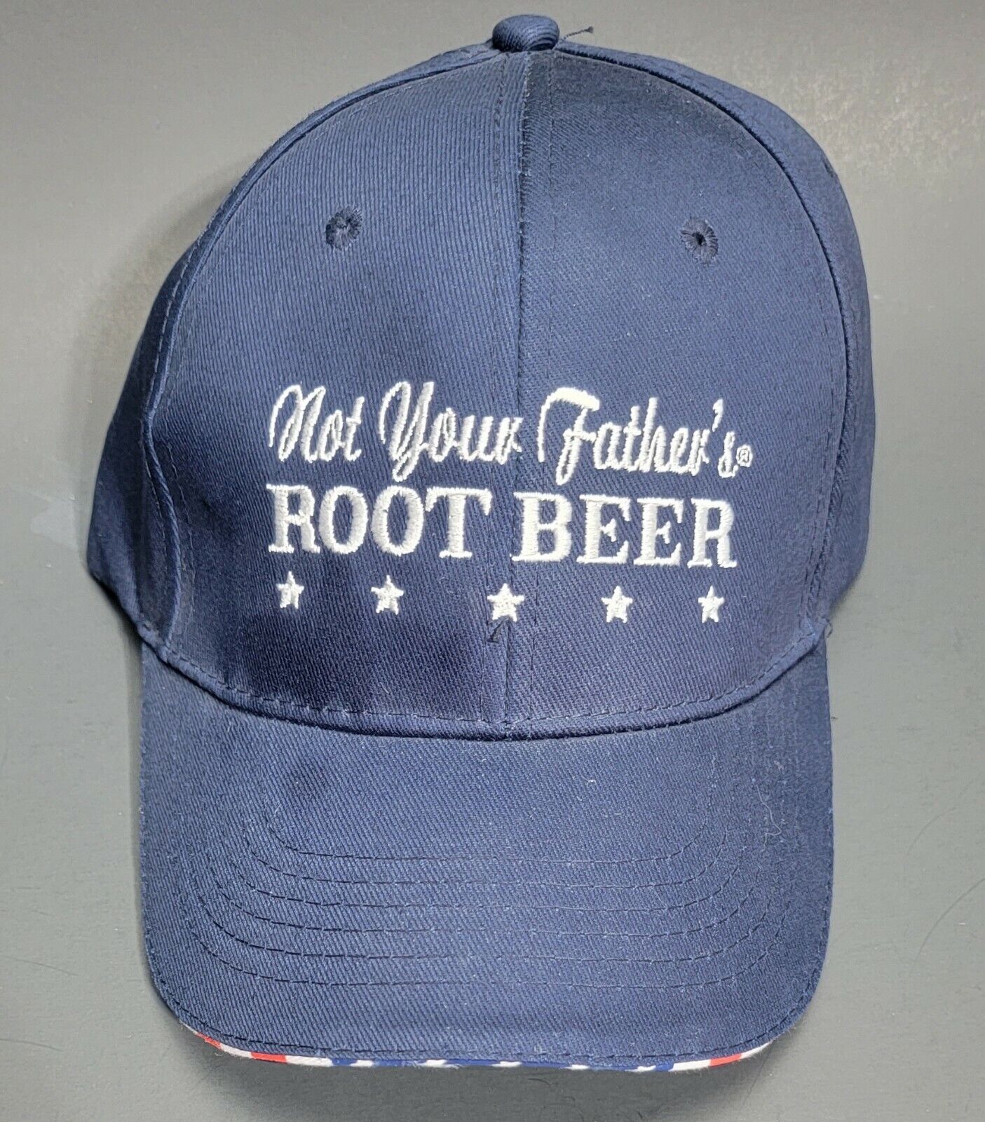 RARE NOT YOUR FATHER\'S ROOT BEER CAP HAT SNAPBACK Red/White/Blue Stars Flag