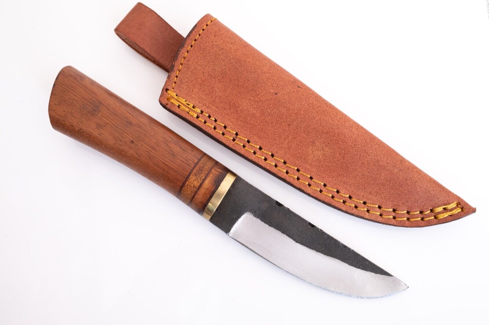 Puukko Knife Wood Handle Carbon Steel Forged Blade 9