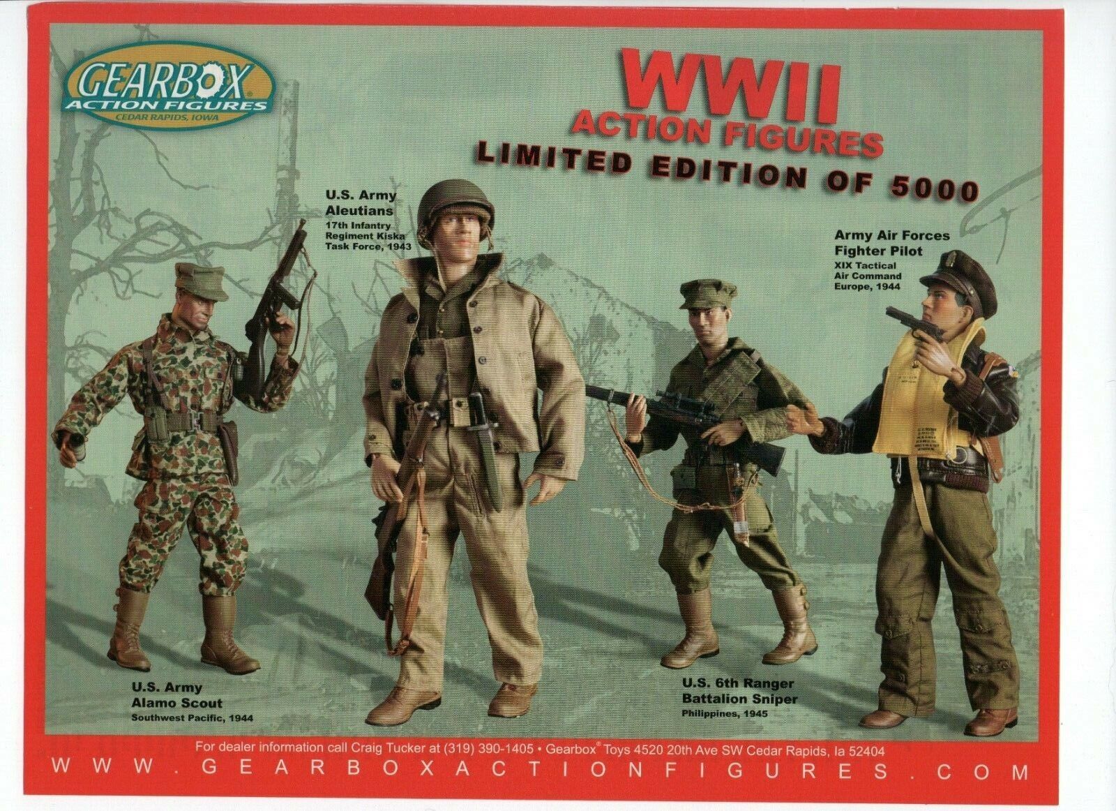 Gearbox WWII Military US Army Action Figures - Vintage 2003 Toys Print Ad
