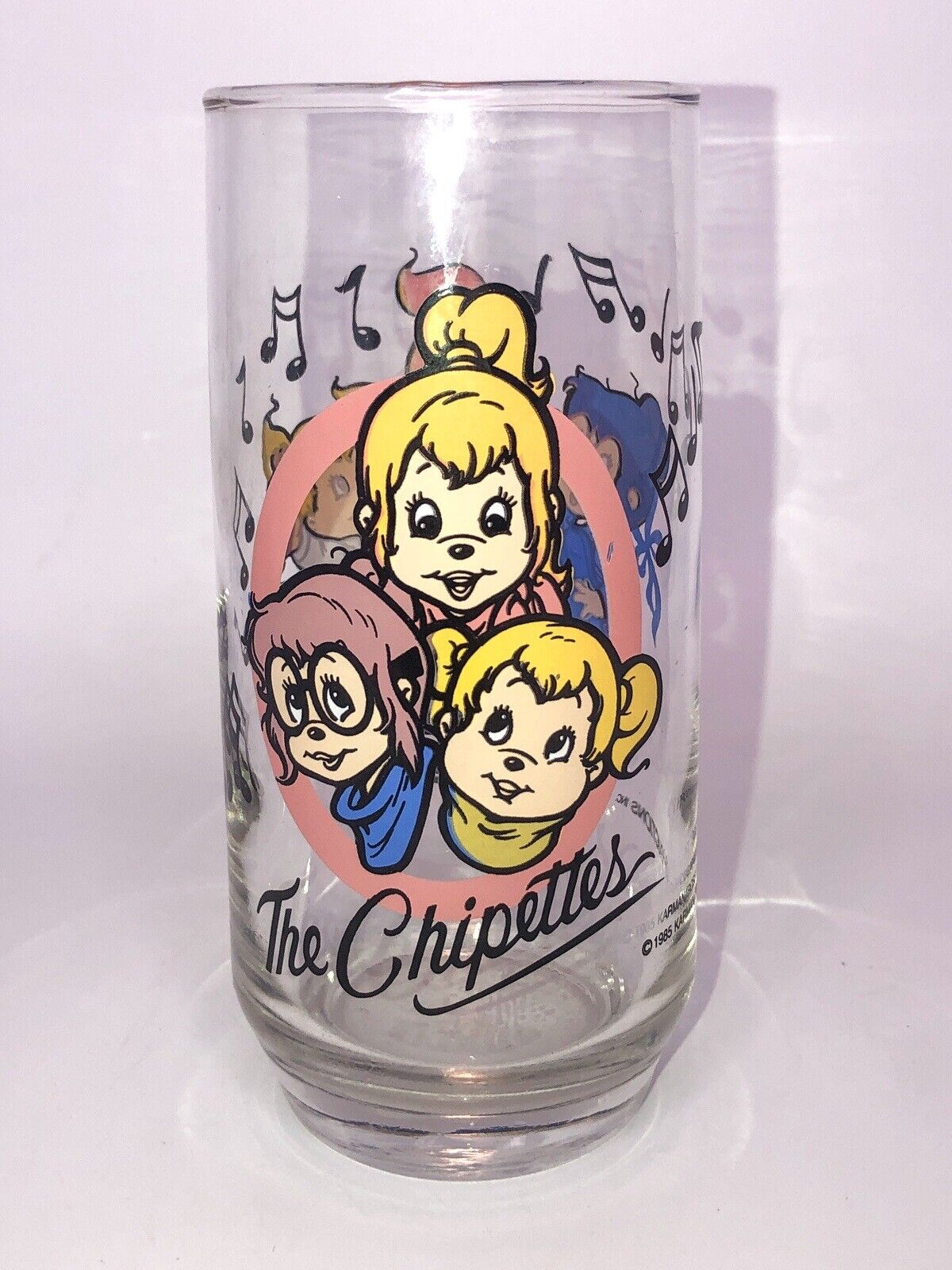 Vtg 1985 The Chipettes Drinking Glass Alvin & the Chipmunks Karmon/Ross Pro.