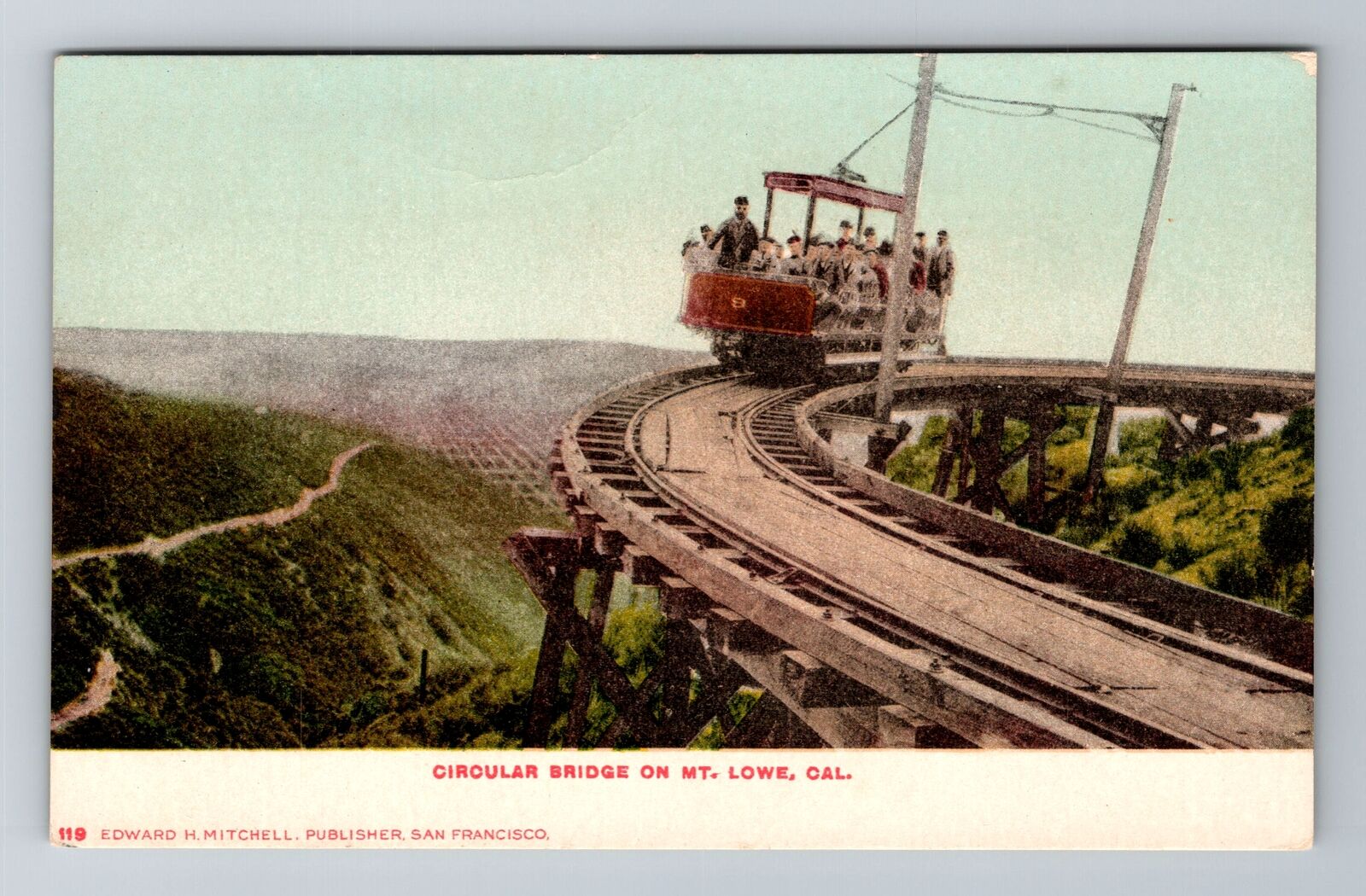 Mt Lowe CA-California, Circular Bridge, Antique, Vintage Souvenir Postcard