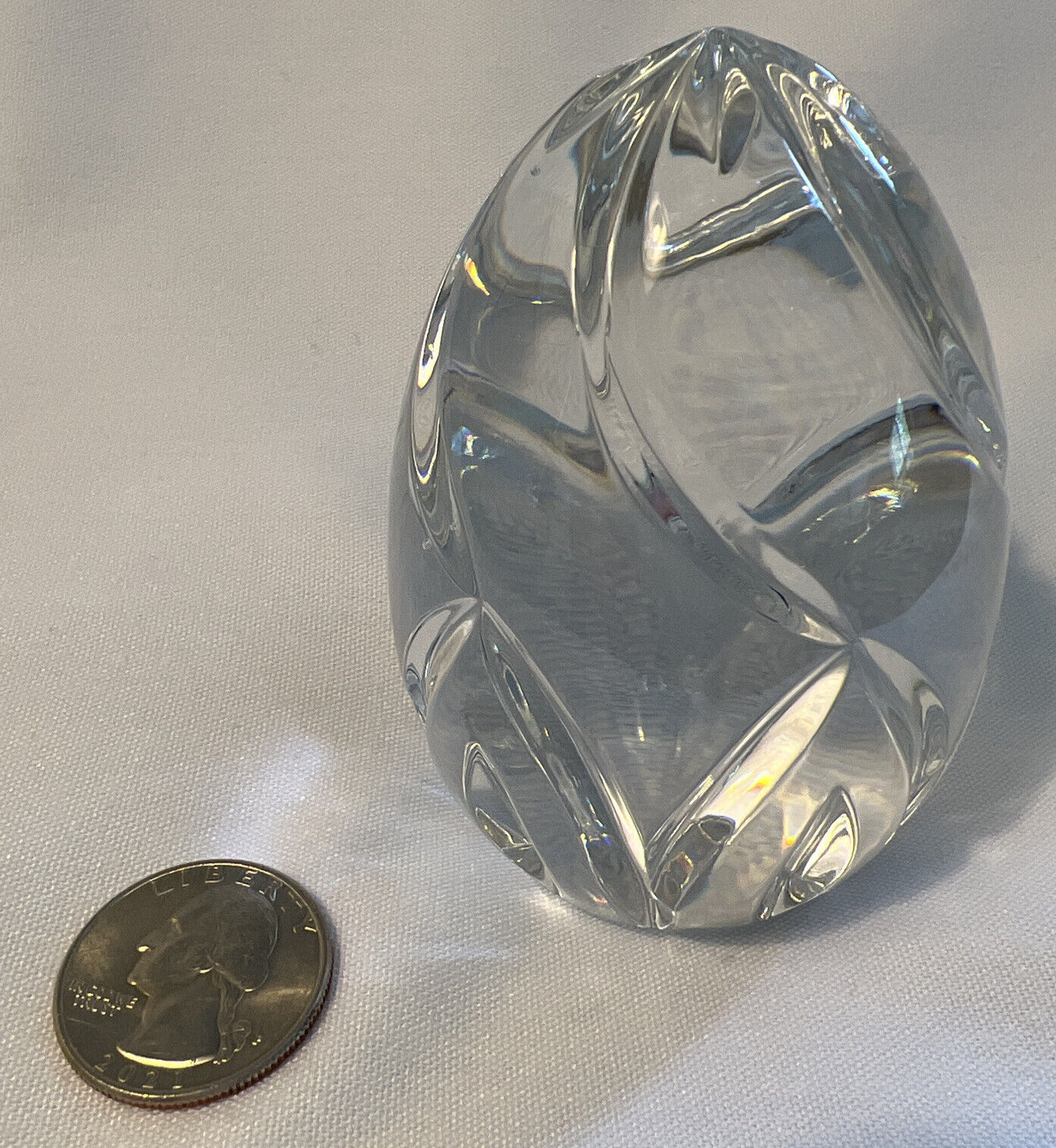 VTG Sullivans Handmade 24% PbO Crystal Egg Paperweight Cut Glass Art Made Poland