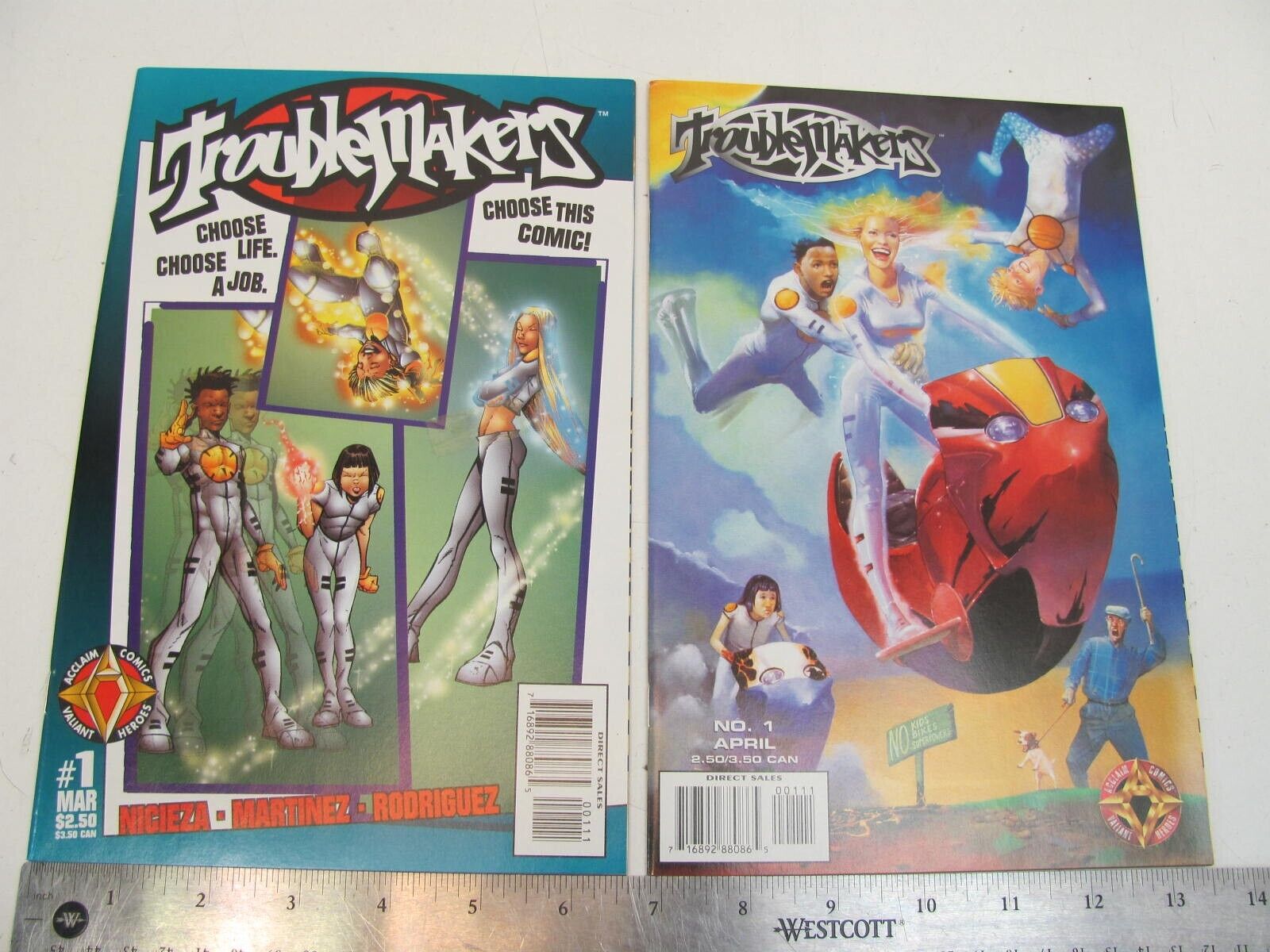 TROUBLEMAKERS #1  BOTH COVERS 2 COMICS  ACCLAIM  1997  NEW
