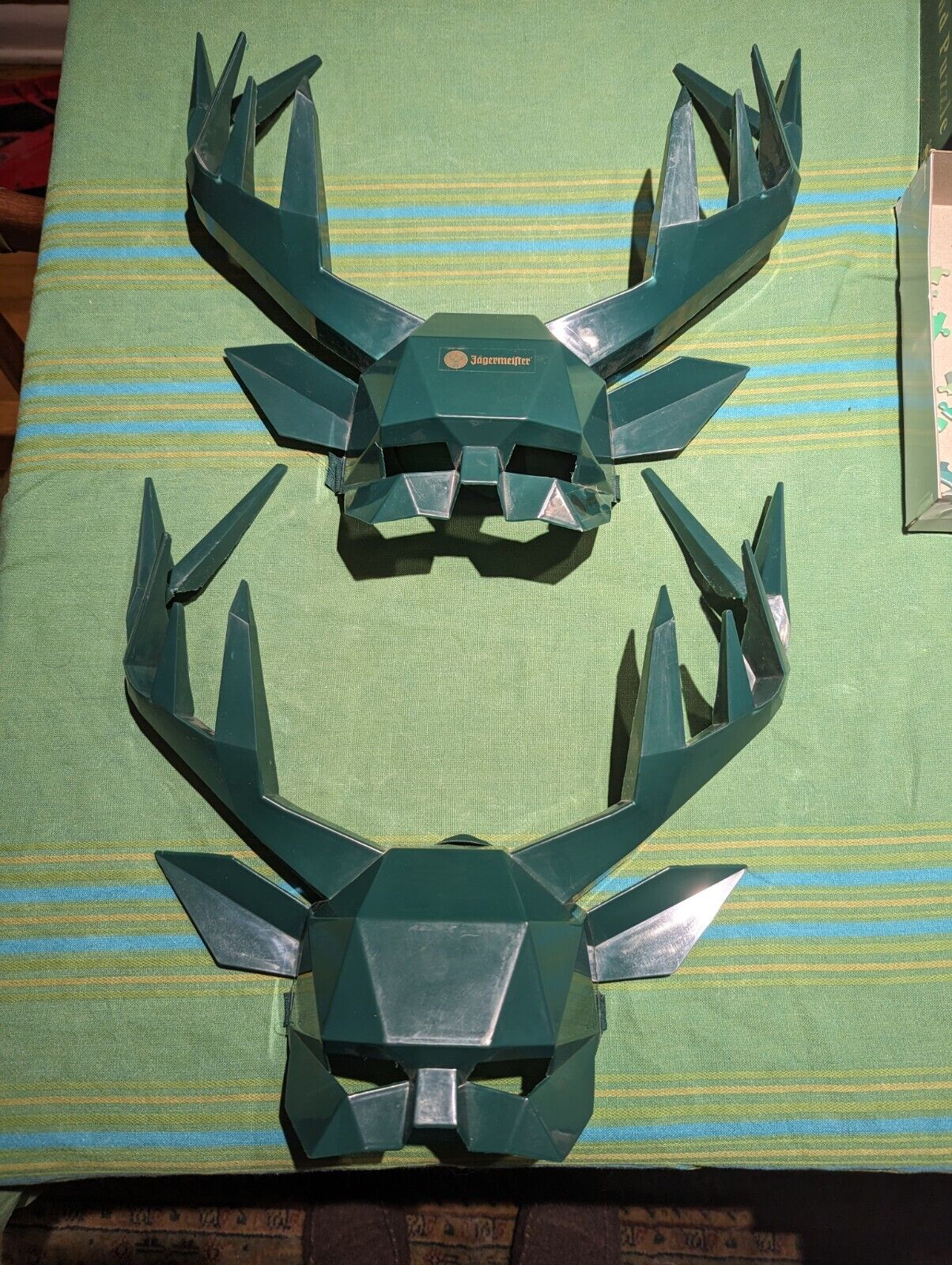 2 Jagermeister Green Antler Stag Masks with Elastic Straps Great for Halloween