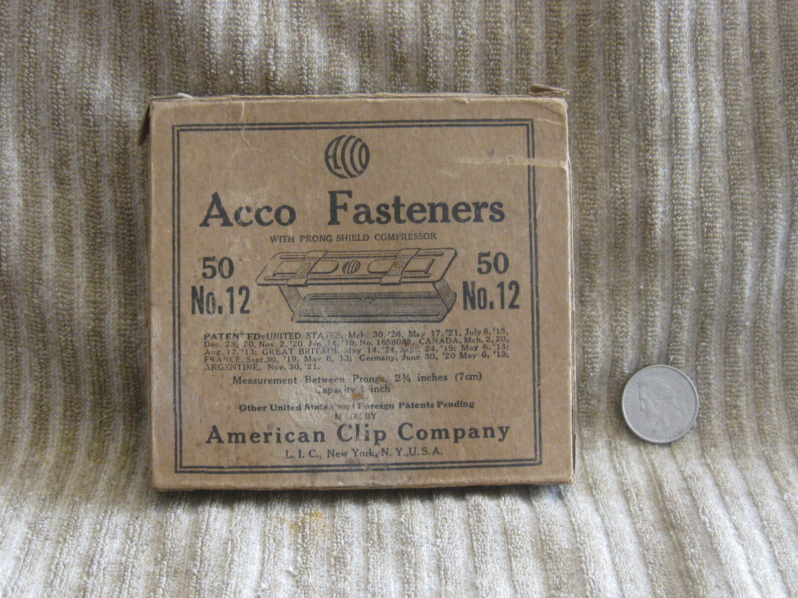 Vintage Acco Metal Paper Fasteners Binders In Box