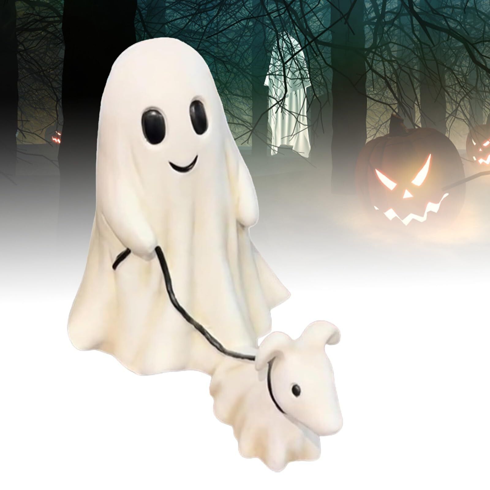 Goblin And Ghoul Ghost Walking Dog,Spooky Ghost Dog Halloween Figurine USA