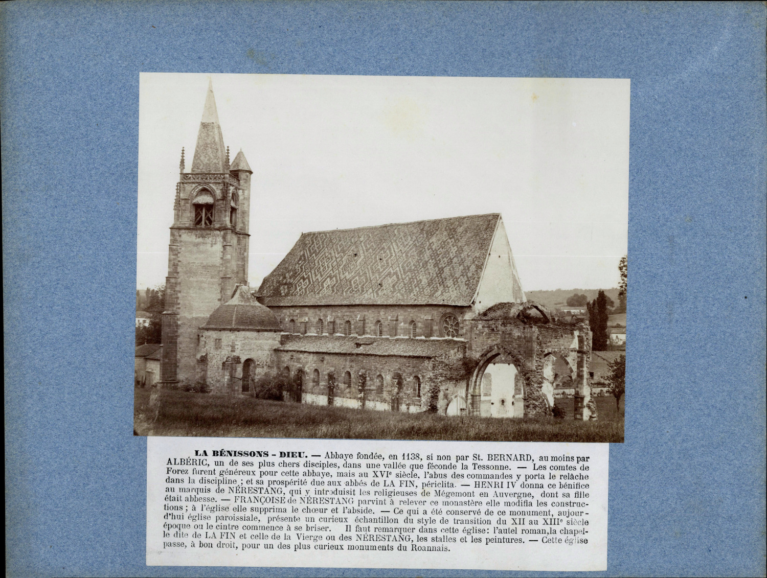 France, La-Bénissons-Dieu, Abbey Vintage Print Period 31.5x2