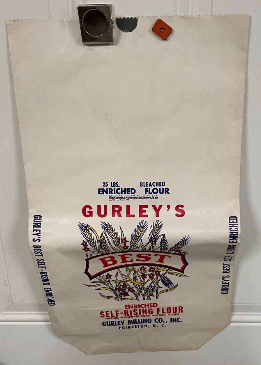 Vintage Gurley\'s Bleached Four  25 lbs Paper Bag Princeton NC 28\