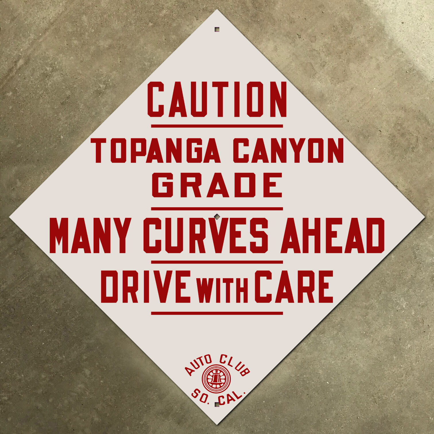 Topanga Canyon Grade California caution ACSC highway road sign auto club AAA