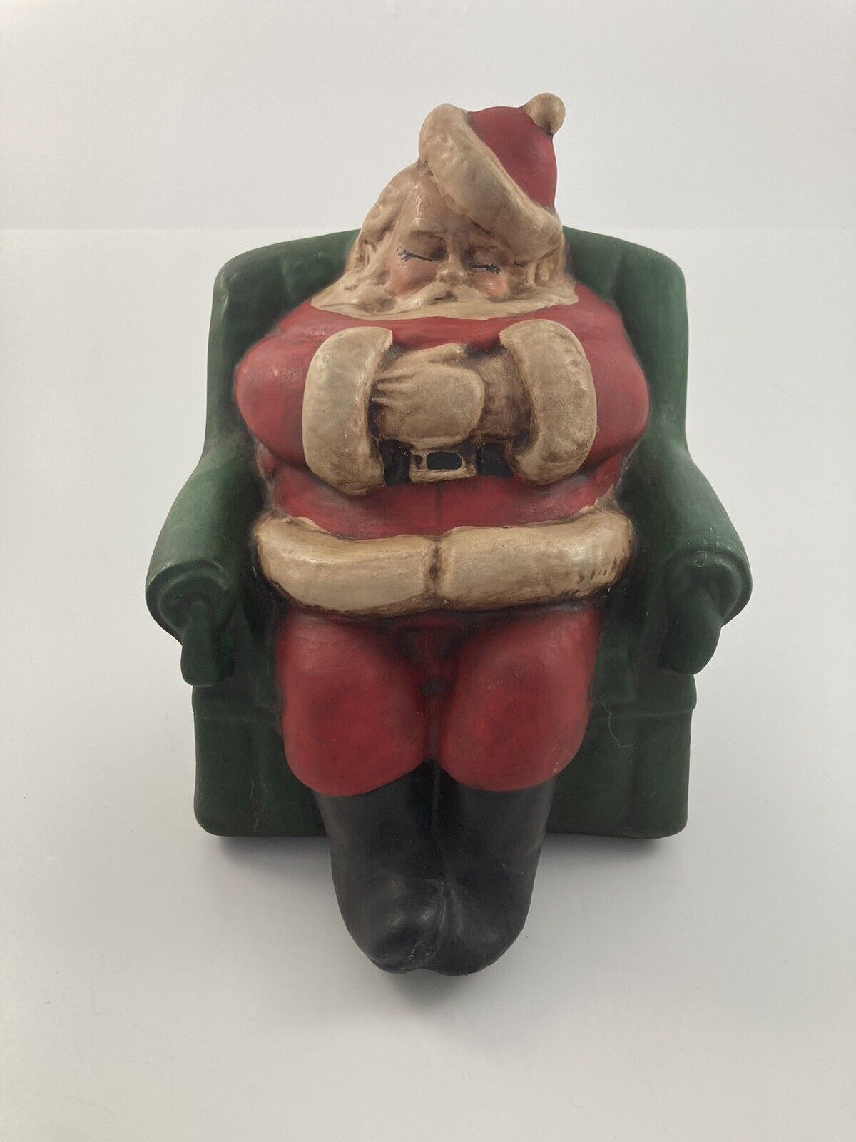 Vintage Large Sleeping Santa Claus in a Chair Chalkware 8.5\