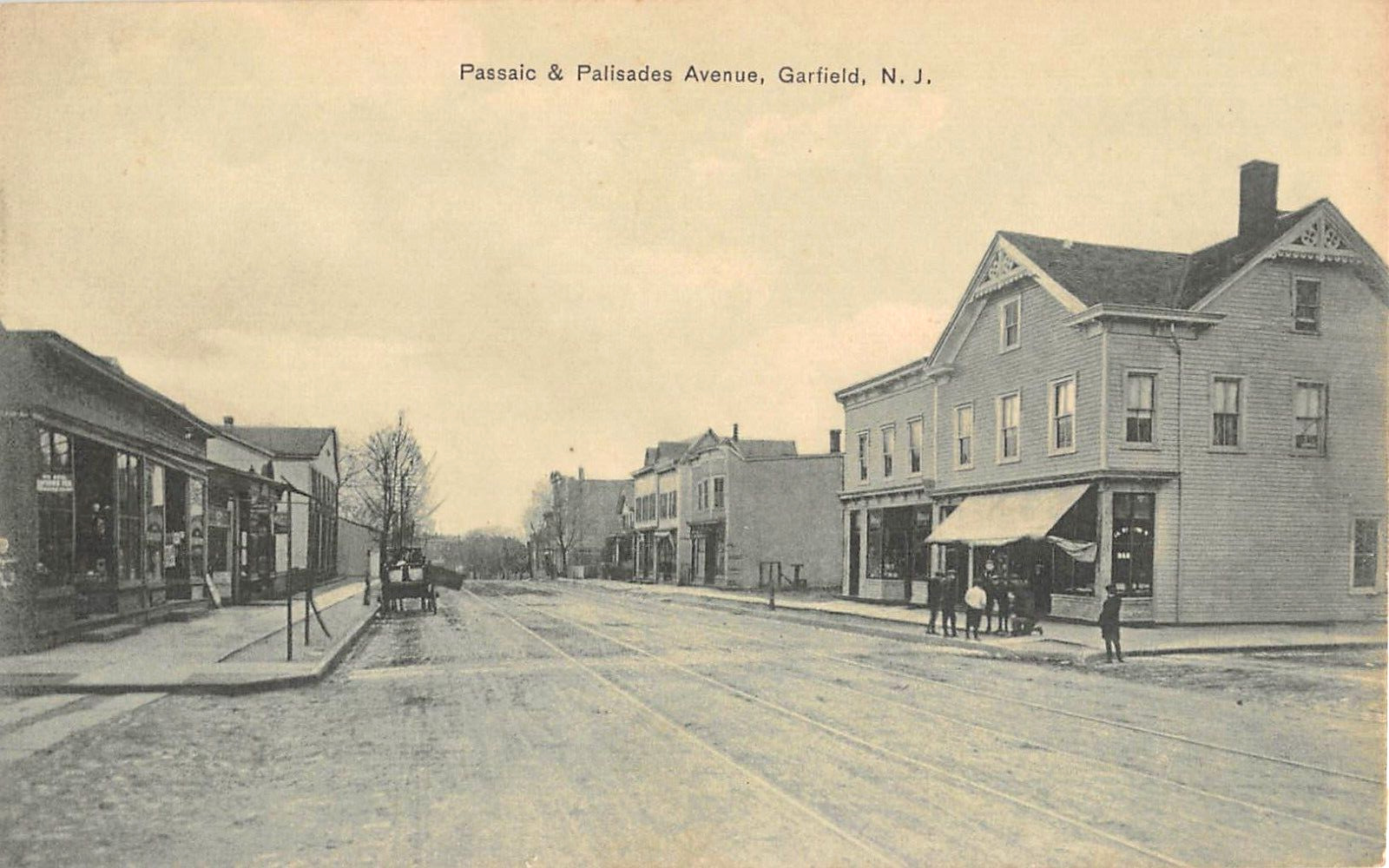 c.1910 Stores Passaic & Palisades Ave. Garfield NJ post card