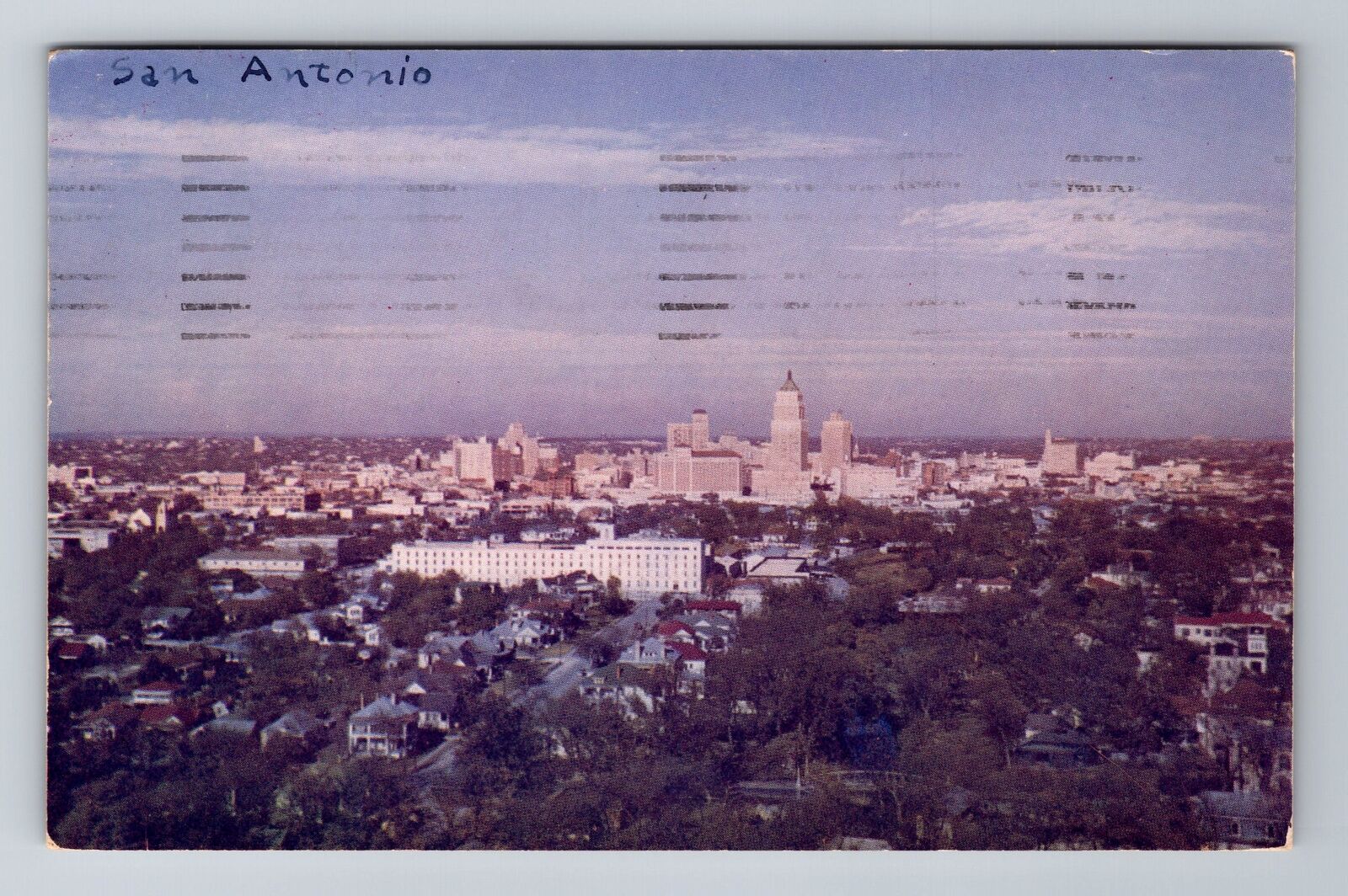 San Antonio TX- Texas, Sky Line, Antique, Vintage c1950 Souvenir Postcard