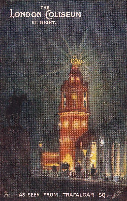 Postcard The London Coliseum by Night From Trafalgar Sq London England
