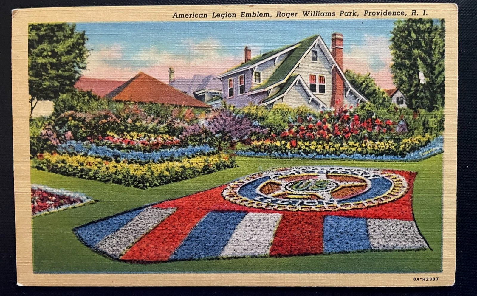 Vintage Postcard 1947 American Legion Emblem, Roger Williams Park, Providence RI