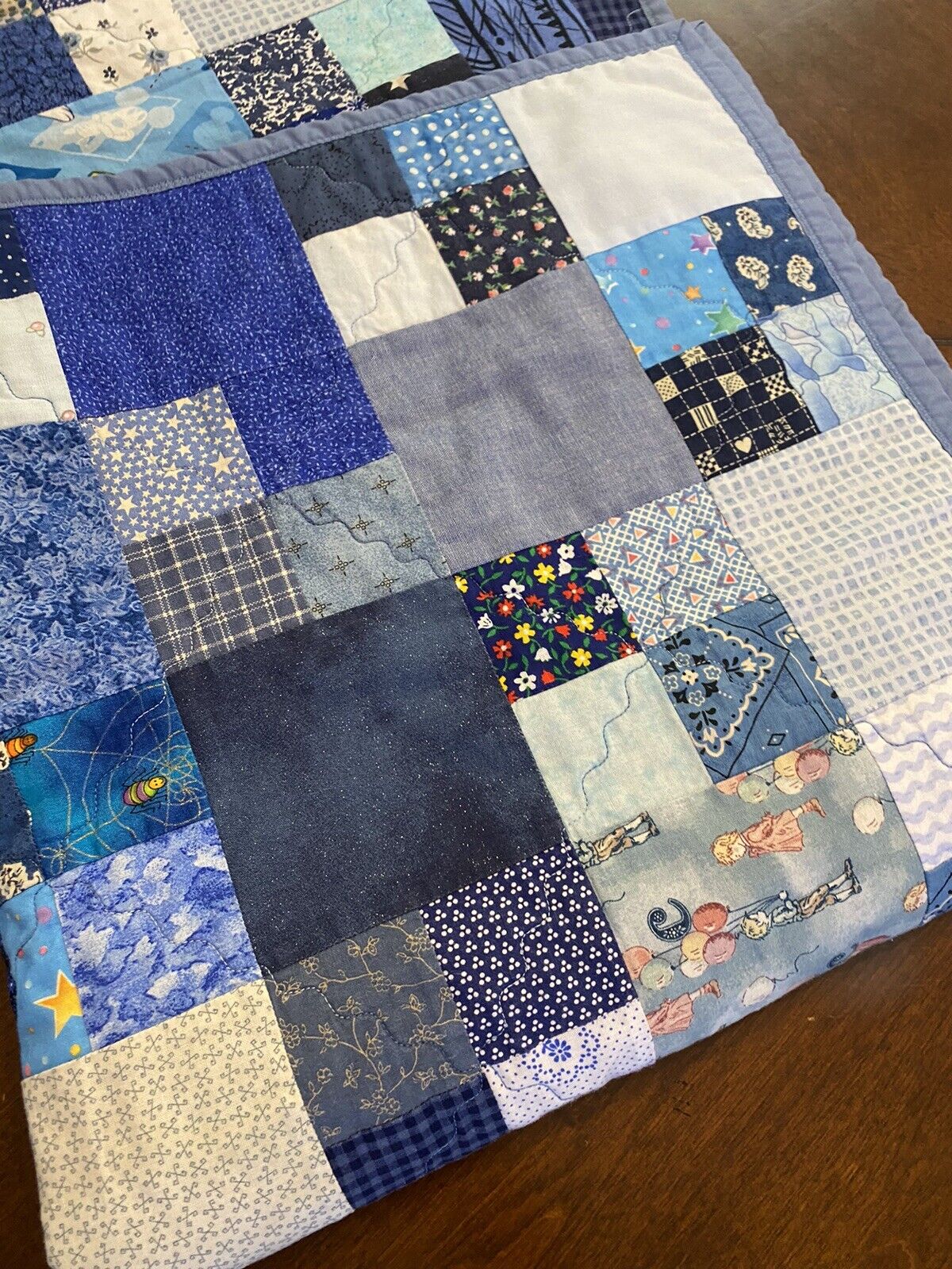 Handmade Cotton Quilt ALL Country BLUES Patchwork 43\