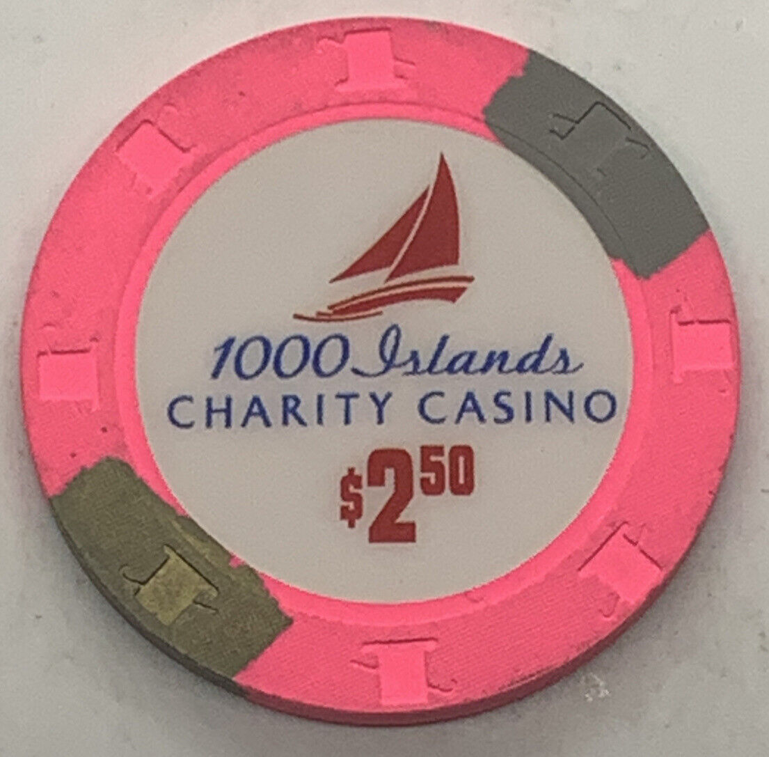 1000 Islands Charity Casino $2.50 CHIP Gananoque Ontario Canada H&C Closed 2016
