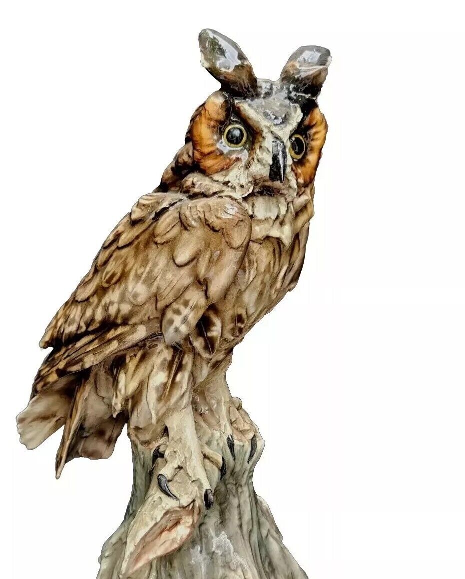 Giuseppe Tagliariol Signed Tay Pottery-Italy Glazed Porcelain Horned Owl - Rare