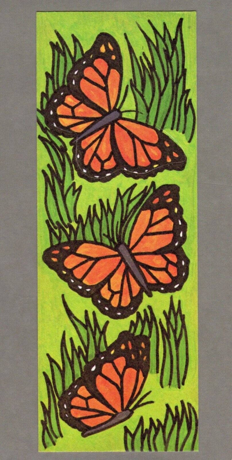 Vintage Monarch Butterfly Bookmark, Retro 1970s, Orange, Green