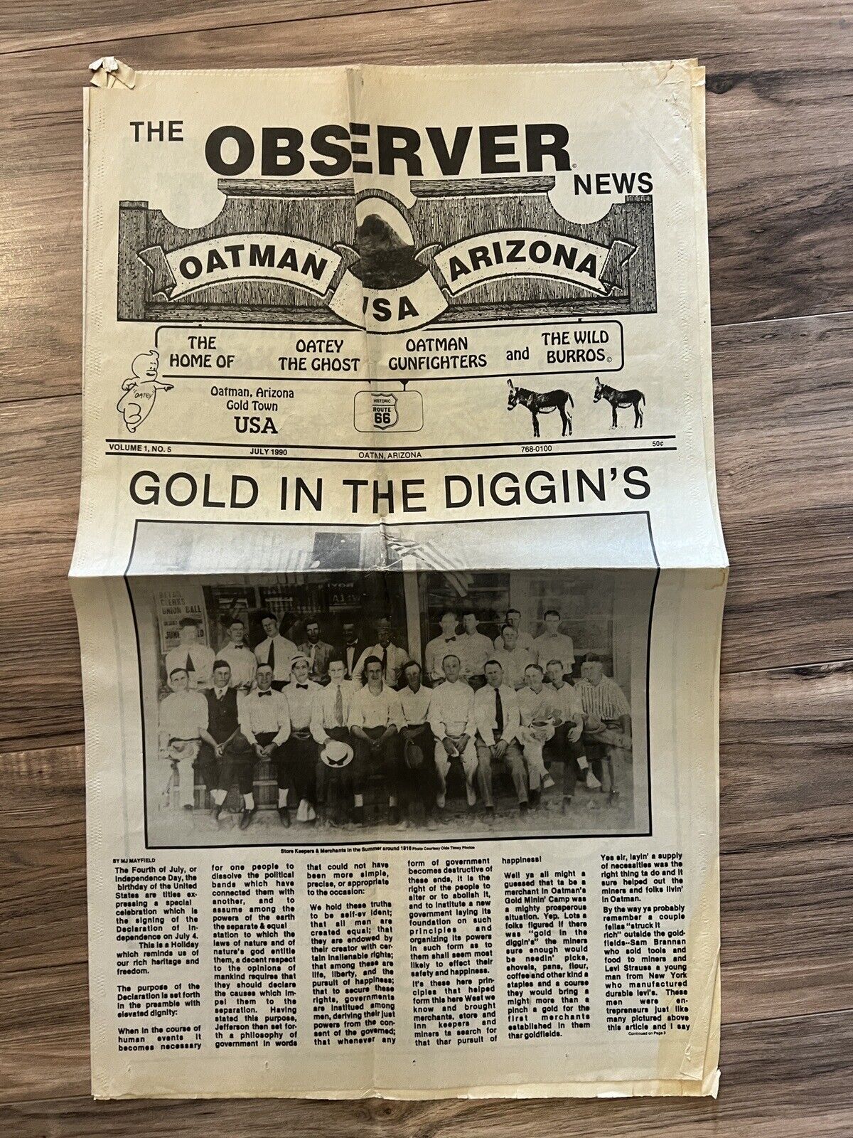 The Oatman Observer Newspaper Oatman Arizona Vol 1 #5 July 1990