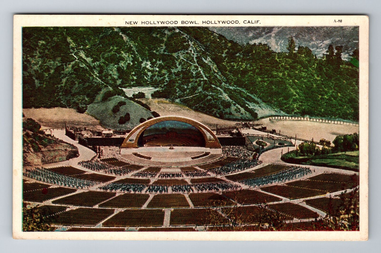 Hollywood CA-California, New Hollywood Bowl, Antique Vintage Souvenir Postcard