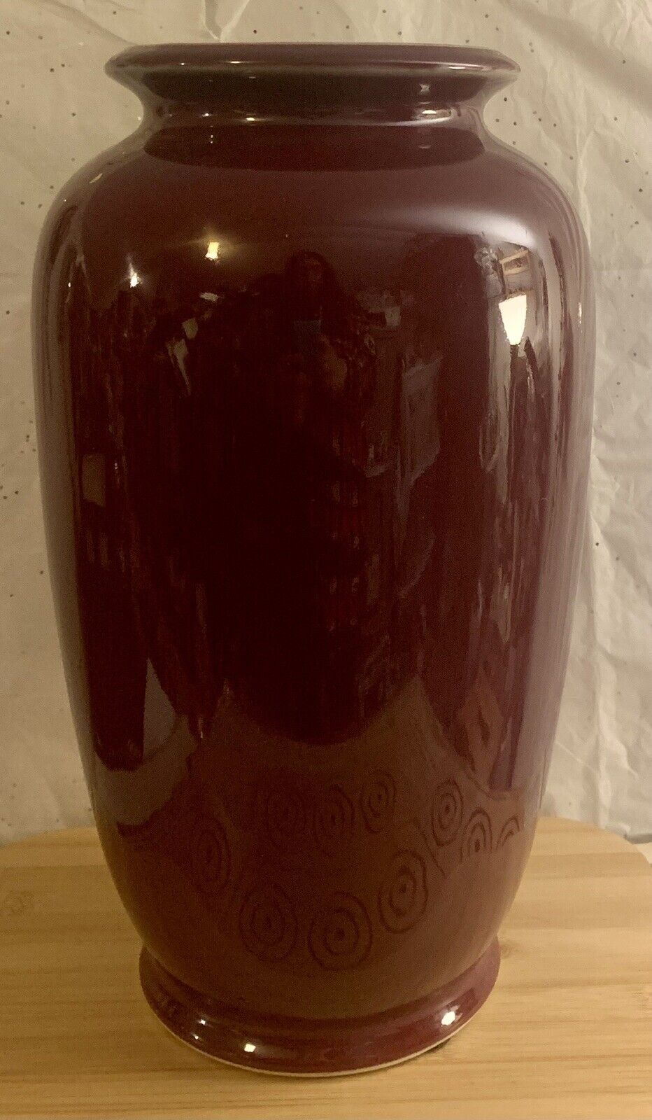 Vintage Old Chinese Oxblood Red Pottery Urn Vase 14”