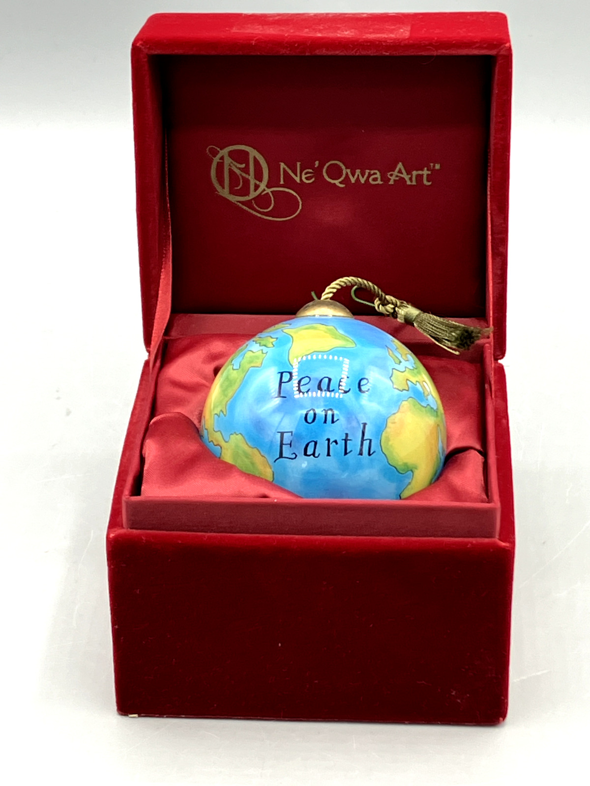 Ne\' Qwa Art Peace on Earth by Susan Winget Glass Ornament Reverse Hand Painting
