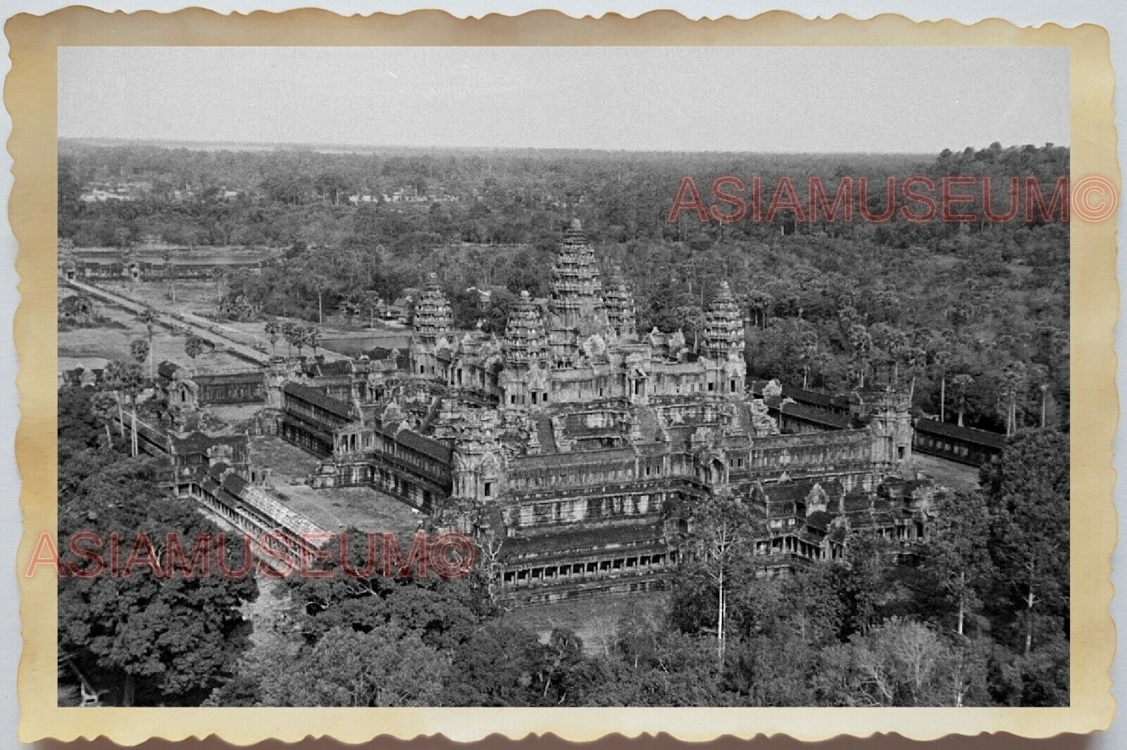 50s Indochina Cambodia Angkor Wat Buddha Temple War Hindu B&W Vintage Photo #577