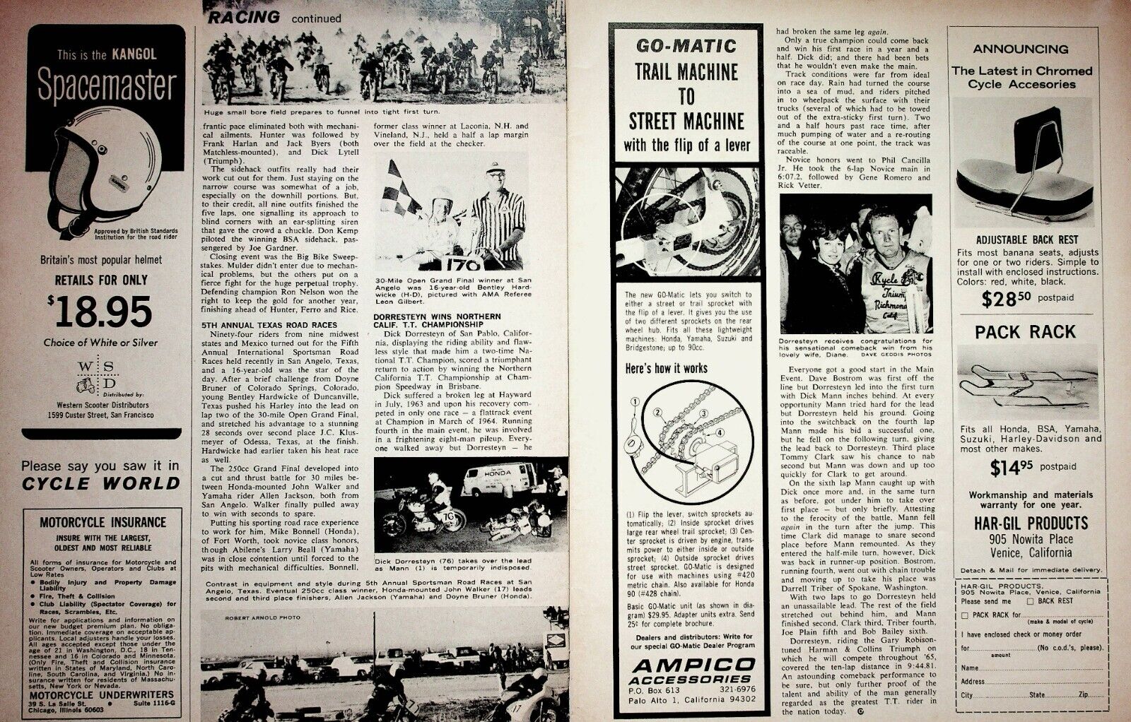 1965 Dick Dorresteyn Wins TT Race - 2-Page Vintage Motorcycle Racing Article