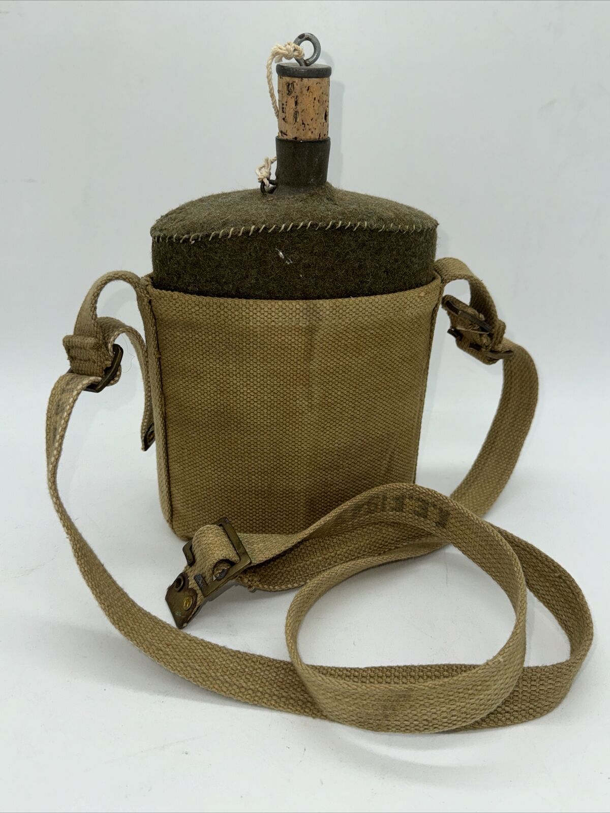 WW2 BRITISH ARMY MILITARY 1937 PATTERN WEBBING WOOL P37 WATER CANTEEN FLASK, VTG