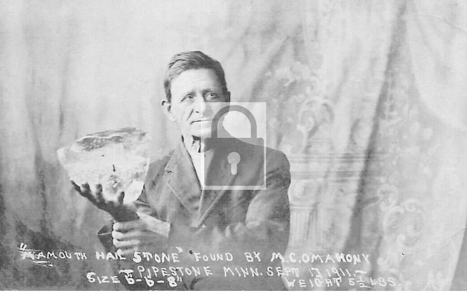 Man With Mammoth Hail Stone Pipestone Minnesota MN Reprint Postcard