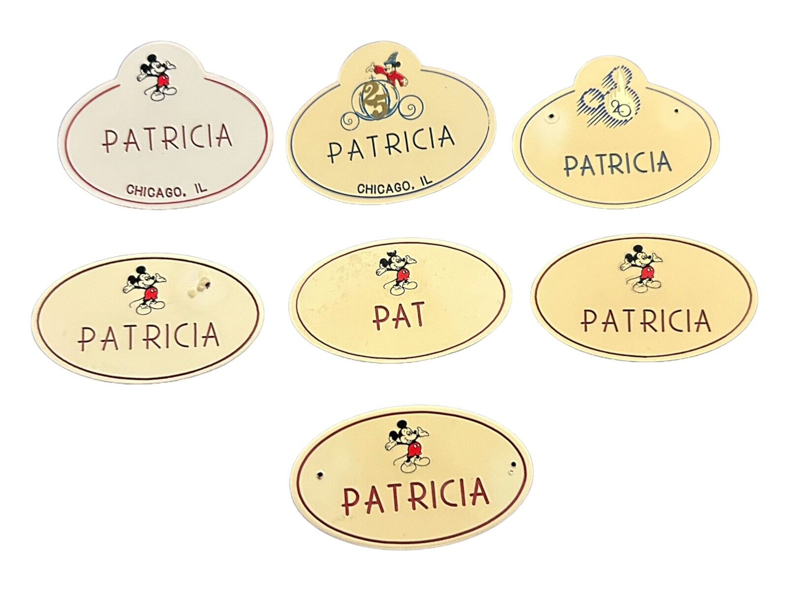 Vintage Disney Employee Name Badge Tag Patricia Pat Chicago Illinois 1898 91 97