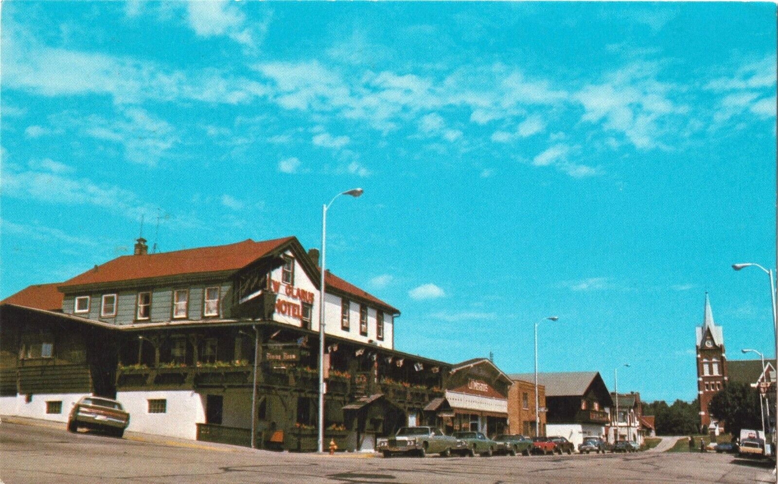 New Glarus Hotel, New Glarus, Wisconsin WI Street View-unposted vintage postcard