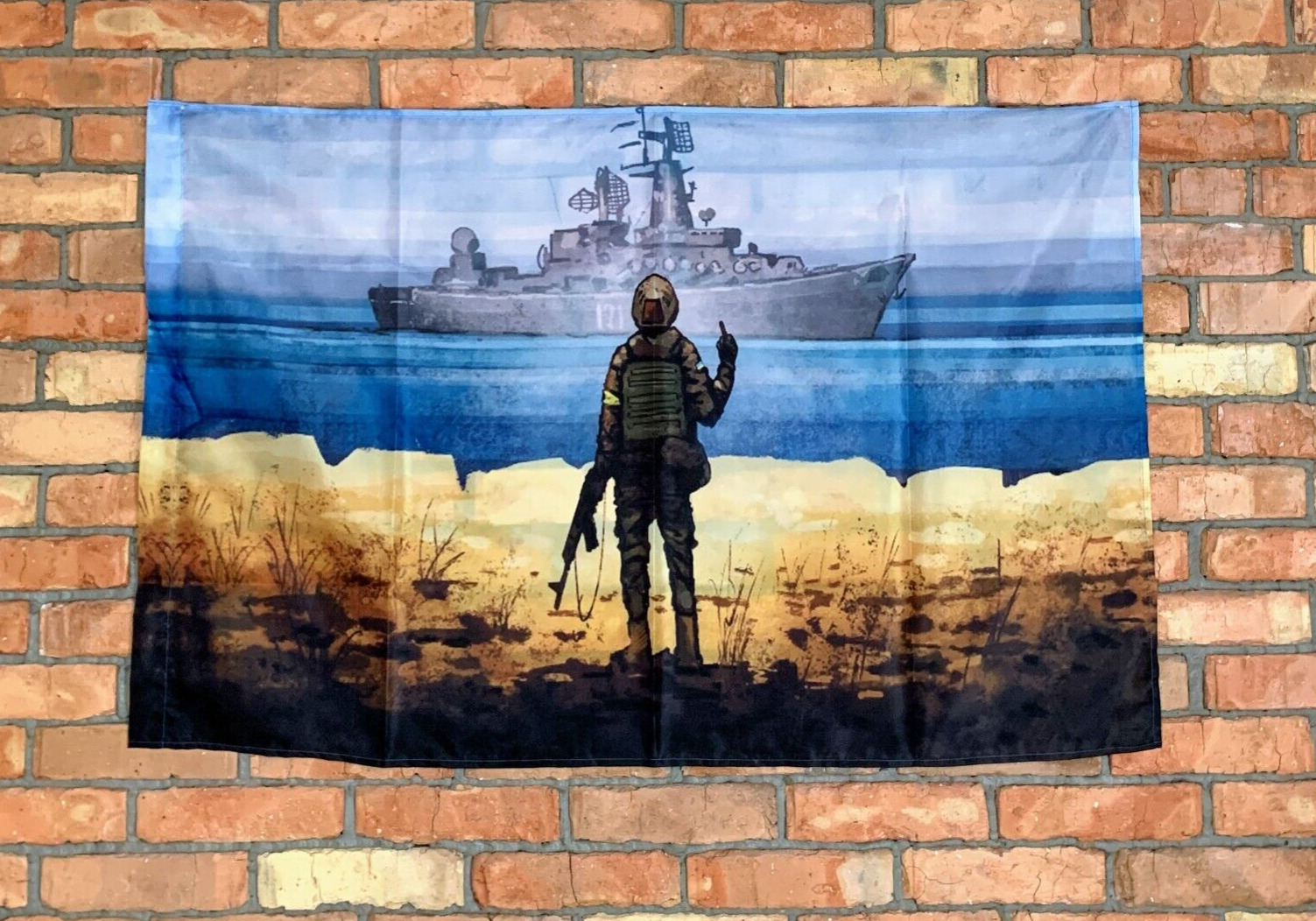 Ukrainian Large Flag 120*80 cm Russian Warship Go F*k Yourself